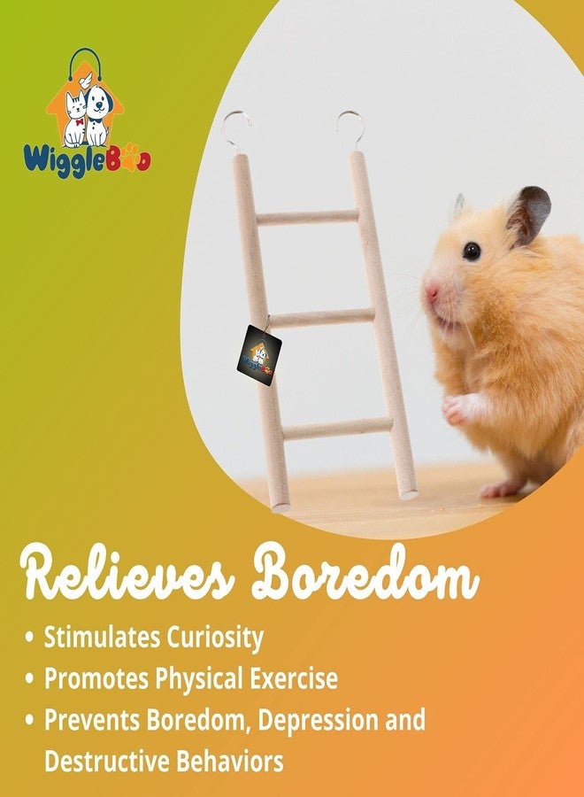 WiggleBoo لعبة سلم خشبي بثلاث درجات من WiggleBoo للحيوانات الأليفة | للحيوانات الصغيرة - السنجاب الطائر، الهامستر، السنجاب، الشنشيلة، الجرذ - Image 2